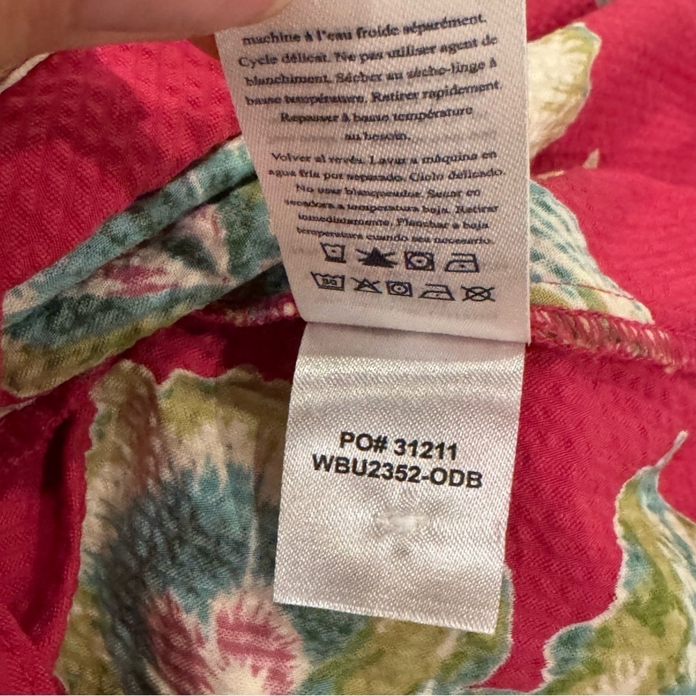Faherty Pink Floral Pacifica Seersucker Wrap Midi Skirt size small like new - Picture 11 of 12